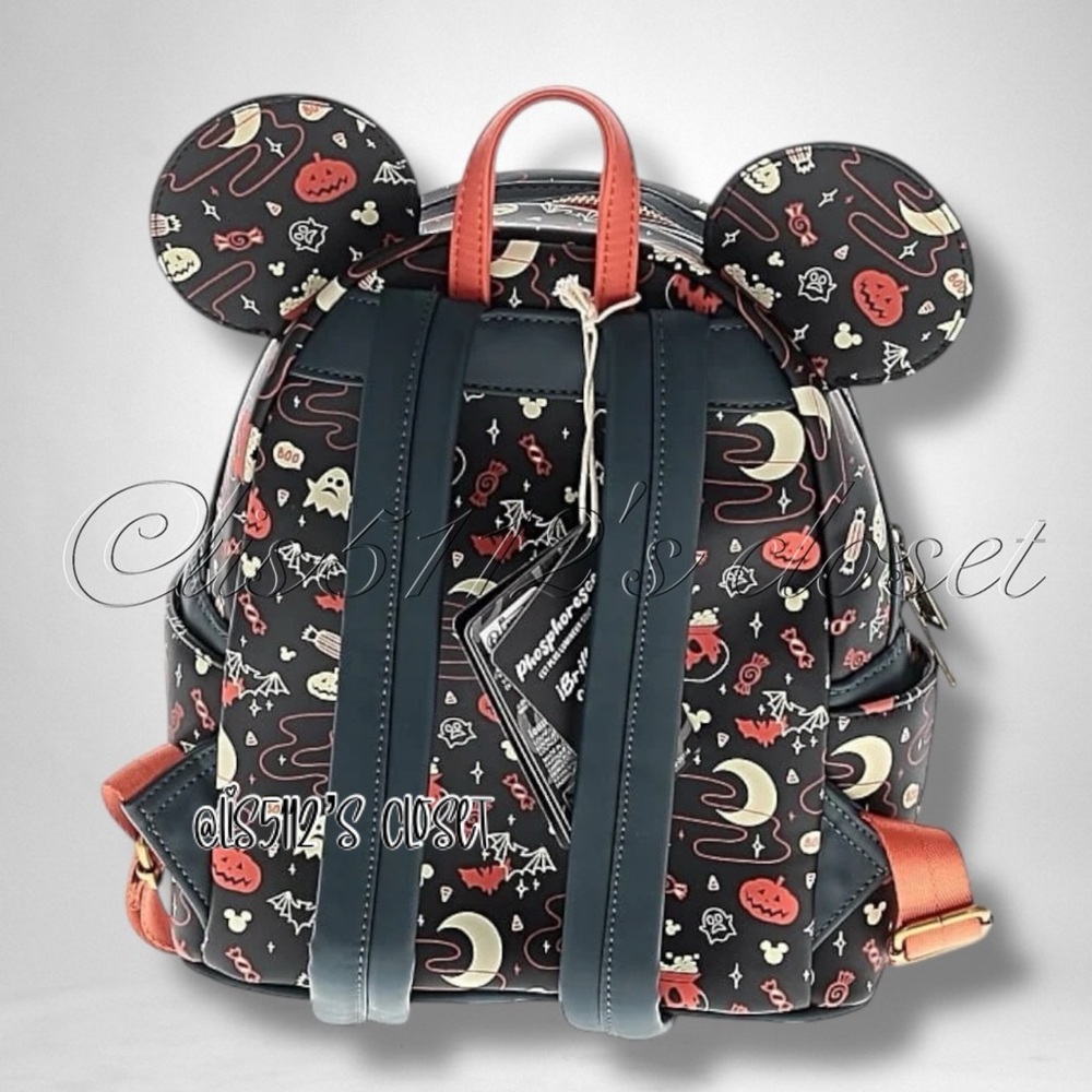 Loungefly x Disney Mickey & Minnie Halloween Ears Glow-in-the-Dark Mini Backpack - Picture 5 of 16